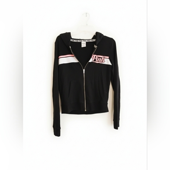 PINK Victoria's Secret Full Zip Hoodie Black Size Medium - Picture 3 of 11